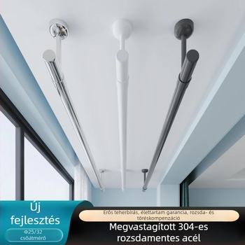 Szélálló 304 rozsdamentes acél balkon ruhaszárító rúd, felső rögzítésű, hullám mintázatú ruhatároló, egycsöves, otthoni használatra