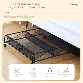 Ágy alatti cipőorganizer, fém hálóval és görgőkkel – mozgatható tároló doboz, 5–10 L