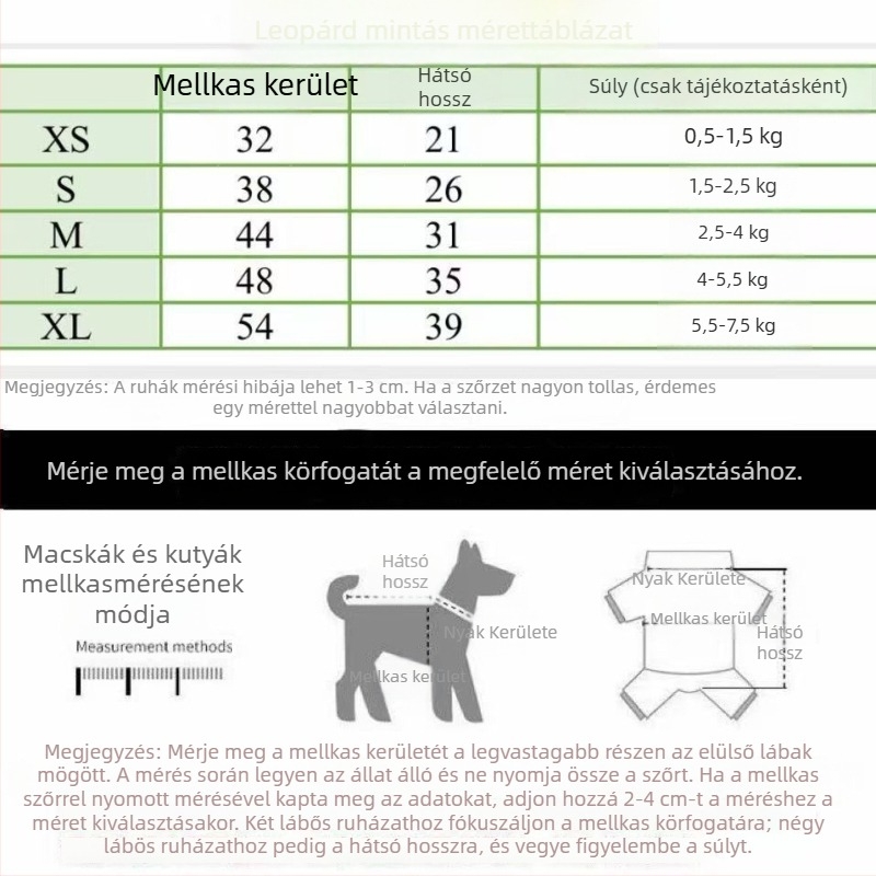 Tony Dog AK66 Mindig évszakos kutyafelső leopárd mintával