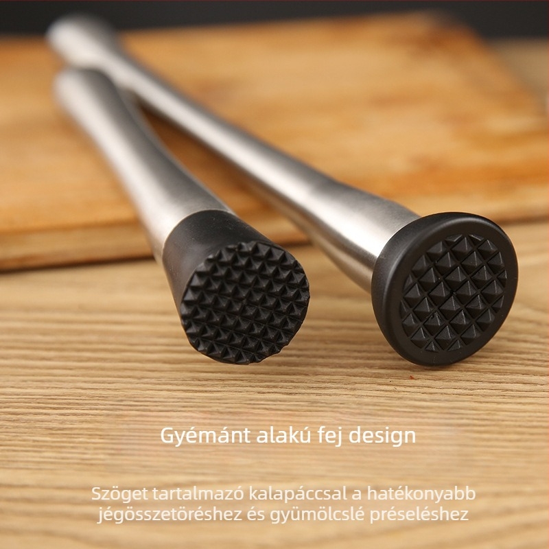 Jégkalapács készlet koktélokhoz – rozsdamentes acél fogantyúval, PC kalapács és PP citromkalapács, 2 részes bárkészlet