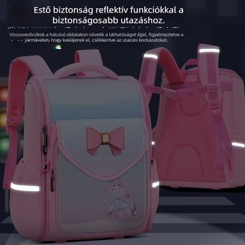 Űrhajó témájú iskolatáska 3–4. osztályos tanulók számára, könnyű PU, nagy kapacitás, görbe vállpántok, nylon bélés, állatmintás, unisex