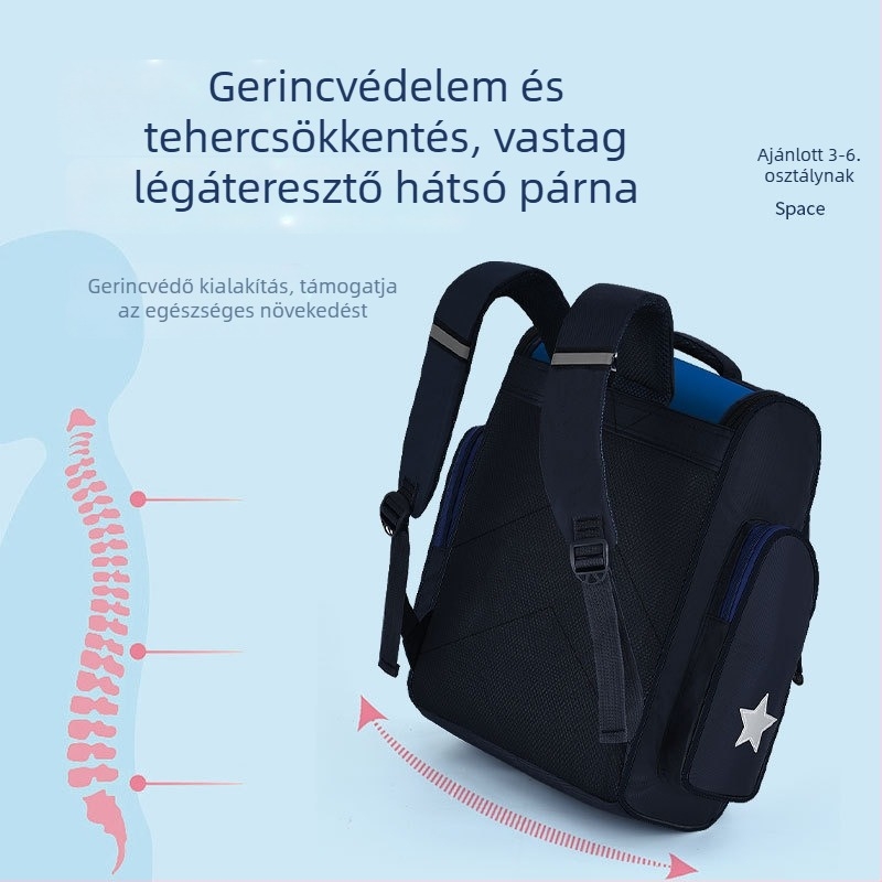 Első osztályos iskolai hátizsák animációs mintával, nylon anyagból, 20–35 literes kapacitással, cipzáras zárás, dupla vállpántok