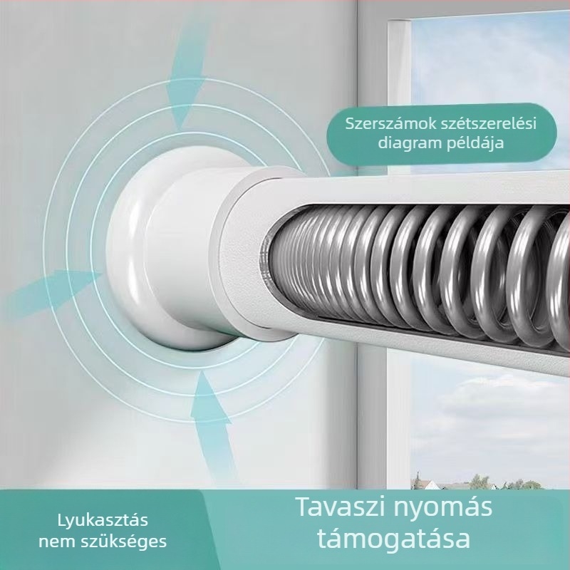 Otthoni teleszkópos függönyrúd - Fúrás nélkül, csúszásmentes, rozsdamentes vasból, modern mininalista stílus