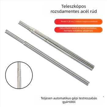 Selfie stick tartozékok, állítható rozsdamentes acél teleszkópos rúddal, 304-es acél, fém teleszkópos egyenes cső