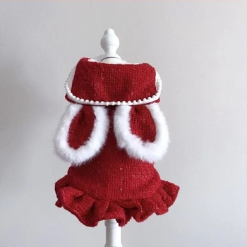 Téli kötött háziállatruha nyuszifüles dizájnnal és gallérral, aranyos stílus macskáknak és kutyáknak