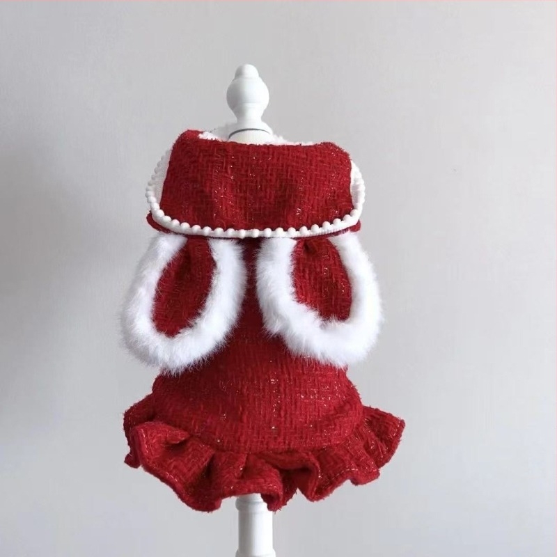 Téli kötött háziállatruha nyuszifüles dizájnnal és gallérral, aranyos stílus macskáknak és kutyáknak