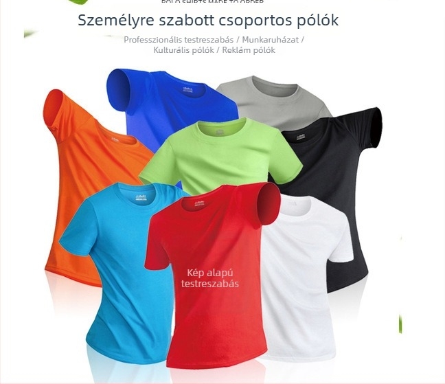 Póló betűs mintával (Pamut 95%+, kerek nyakú, rövid ujjú, hőtranszfer)
