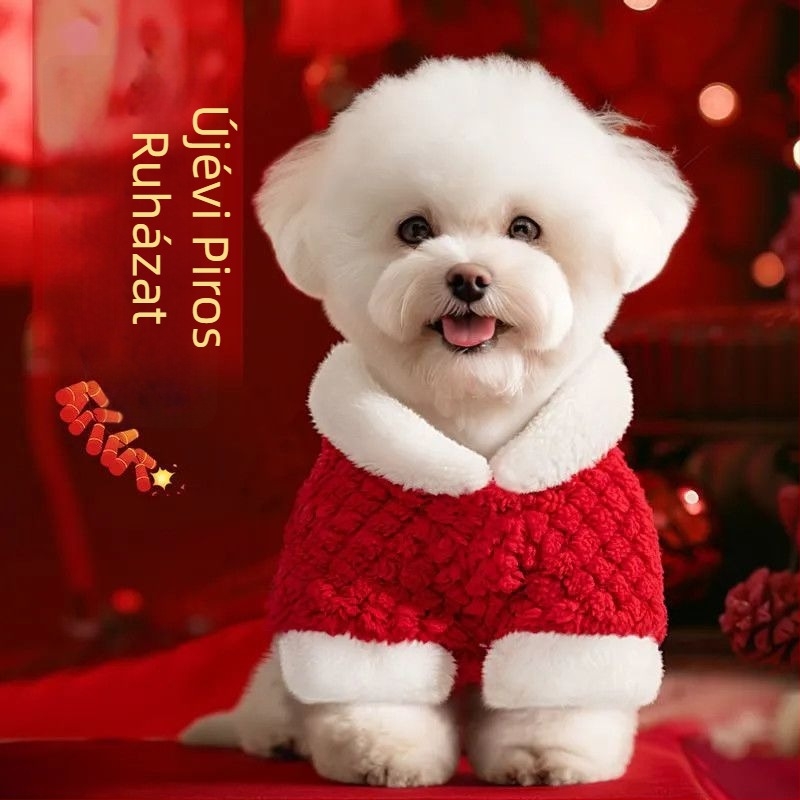 Téli kutyaruha fleece-béléssel, laza sling stílusban, Bichon Frisé és Schnauzer számára