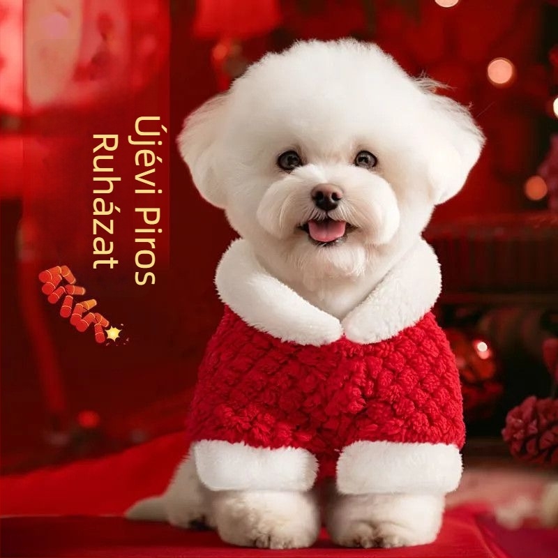 Téli kutyaruha fleece-béléssel, laza sling stílusban, Bichon Frisé és Schnauzer számára