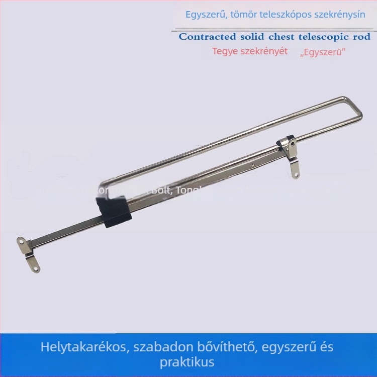Gardrób tetejére szerelhető teleszkópos ruharúd, fémből készült fogas és gardrób hardver-kiegészítők