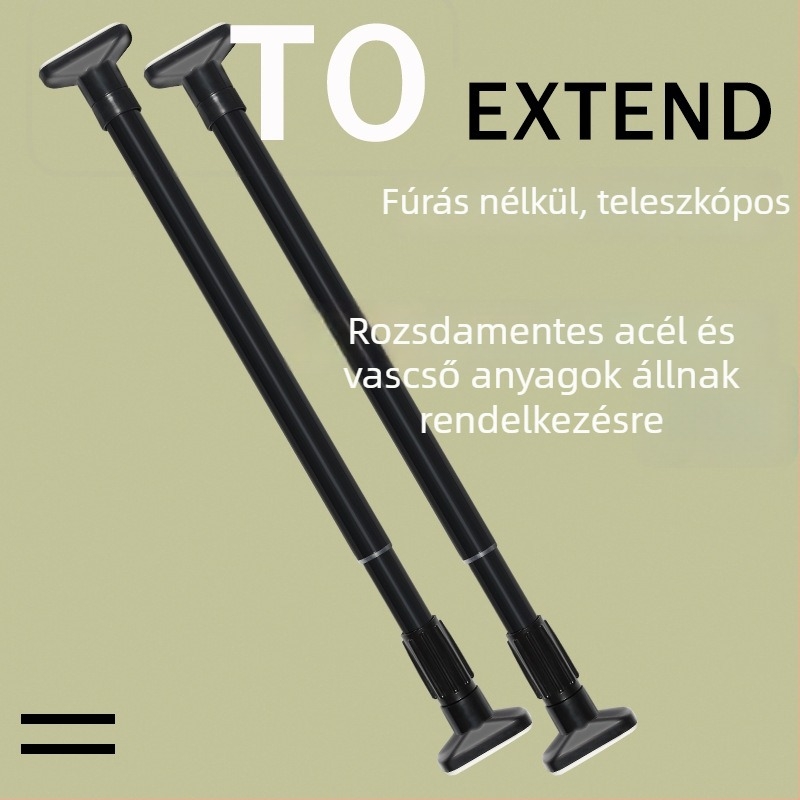 Rozsdamentes acélból készült teleszkópos ruhaszárító rúd, fúrás nélkül, állítható, erős