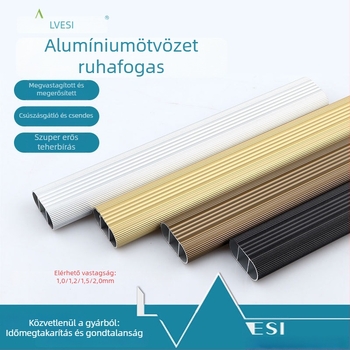 Ruhaakasztó rúd alumínium ötvözetből, gardróbhoz, flanszos alapú, megerősített kettős bordázattal, teherbíró