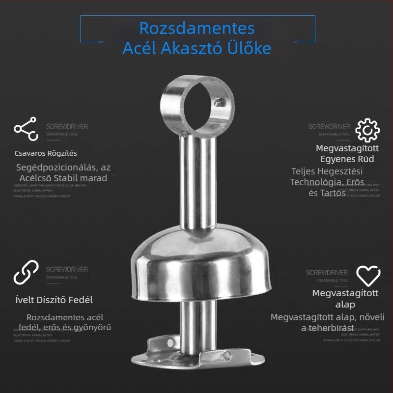 304 rozsdamentes acél ruhaszárító rúd, fixen erkélyre, beltéri ruhatartó