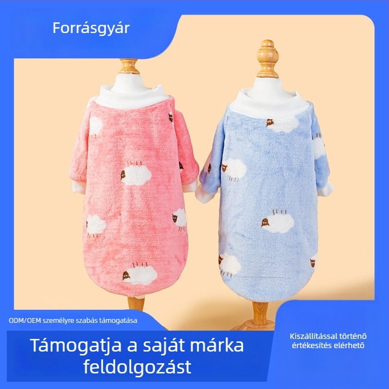 Kutyakabát kapucnival korall plüss anyagból, aranyos stílus, SDZ109-129, Yuanfei márka