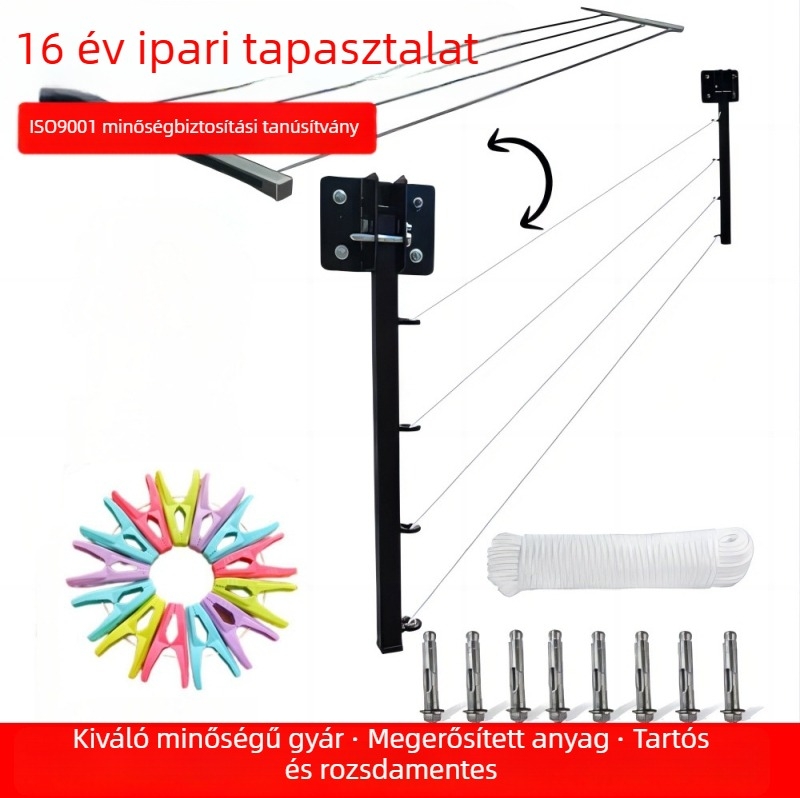 Cinkötvözetből készült ruhaszárító rúd balkonos használatra, modern minimalist design, Dry Shun márka