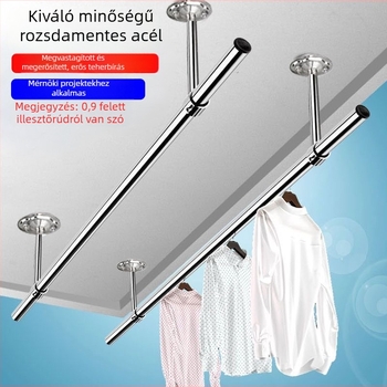 Rozsdamentes acél ruhaszárító rúd, fix felső szerelésű erkélyre, beltéri és erkélyes ruhaszárításra