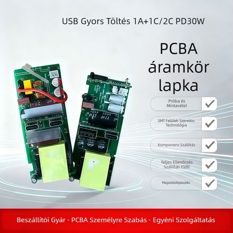 USB PD 30W töltő PCB modul USB-A 1A és USB-C 1C/2C portokkal