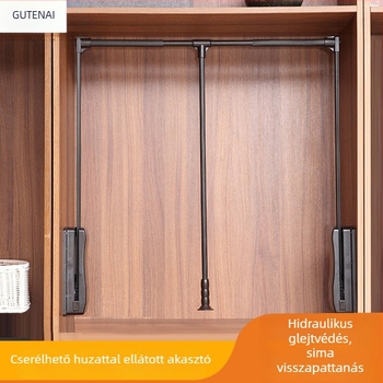 Kihúzható ruhaszárító rúd belső ruhásszekrényhez — alumíniumötvözet, dupla csillapítás, modern minimalist design, alkalmas gardróbszekrényhez vagy előszobába.