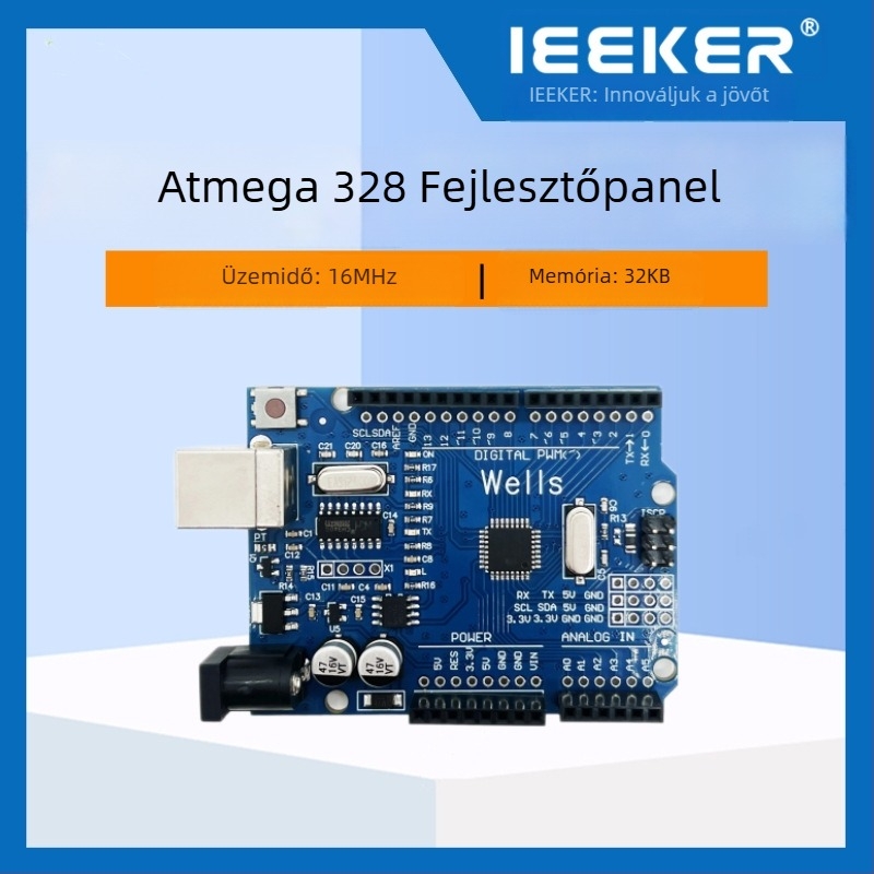ATmega328 USB IoT fejlesztőboard, Arduino Uno R3 kompatibilis — IP20, beágyazott fejlesztéshez