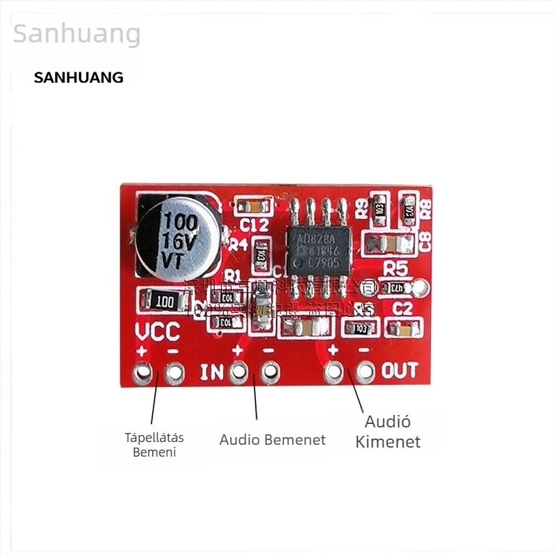 Iron Saint AD828 előerősítő panel – audio erősítő modul dinamikus mikrofonhoz, sztereó, DIY hangmódosítások, okos otthon, tétel 22+