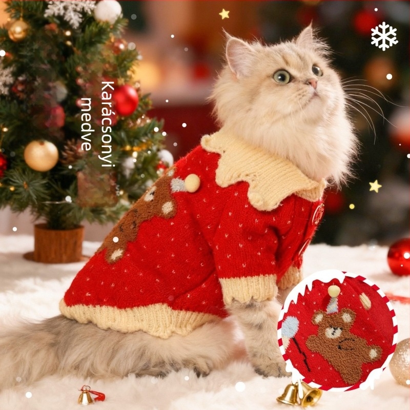 Háziállat pulóver macskáknak és kutyáknak – anti-szálképződés, lazító stílus, anyag: tengeri csikó szőre és szarvas plüss