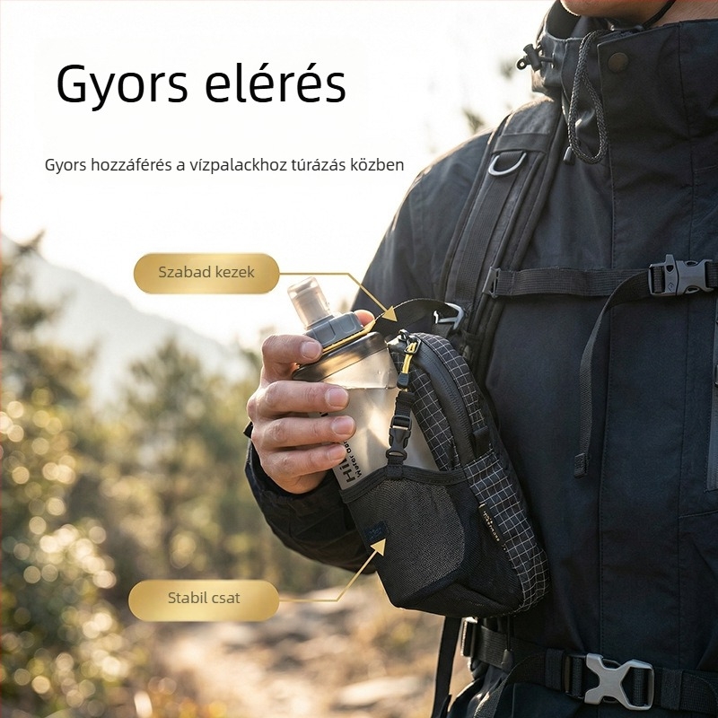 Kültéri telefonos táska vállpánttal, túraövtáska, palacktartó és vízálló hátizsák-kiegészítő