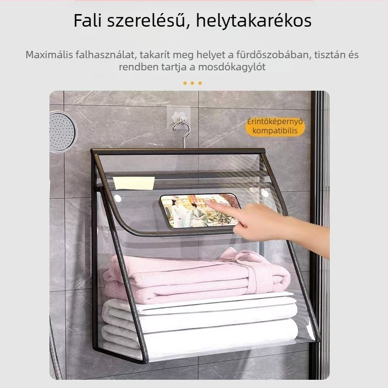 Fürdőszobai függő tároló PVC-ből, átlátszó, vízálló, falra szerelhető, fehérnemű és ruházat számára