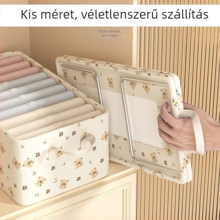 Összecsukható ruhatároló doboz, nem szövött anyagból, 0–5 L kapacitás, kézben hordható, fedél nélküli