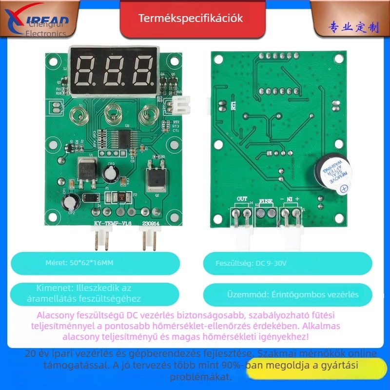Termosztát vezérlőpanel digitális kijelzővel, testre szabott PCBA, nagy pontosságú digitális termosztát, Chengrui márka, kapacitás 50 000 egység