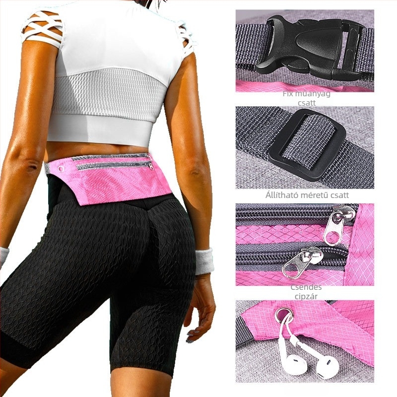 Kültéri sportokhoz készült deréktáska, uniszex, nylon bélés, divatos sportos stílus, egyszínű (2020 őszén)