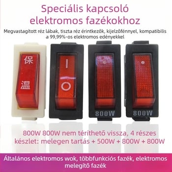 Elektromos főzőedény kapcsoló LED-es hajó alakú gombbal, 500W/800W/2100W, IP50