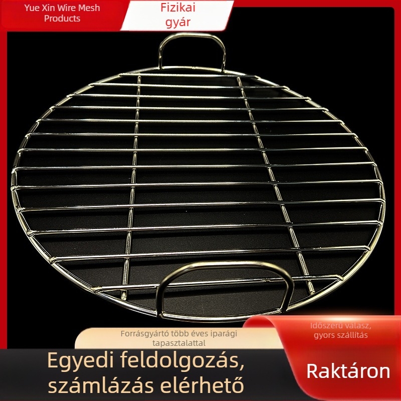 Rozsdamentes acélból készült kör alakú grillrács olajlevezető résszel – Nincs füst a főzéshez, grillezéshez, gőzöléshez és sütéshez