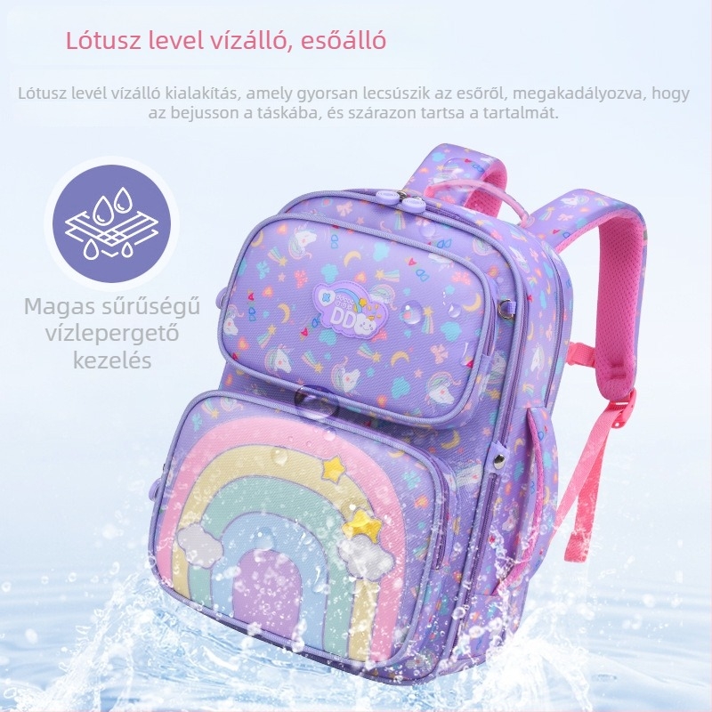 Gyerekeknek készült Rainbow hátizsák gerinctorontó háttámlával, Oxford anyagból, vízálló, görbült vállpántok, nylon bélés, 3-4. osztály