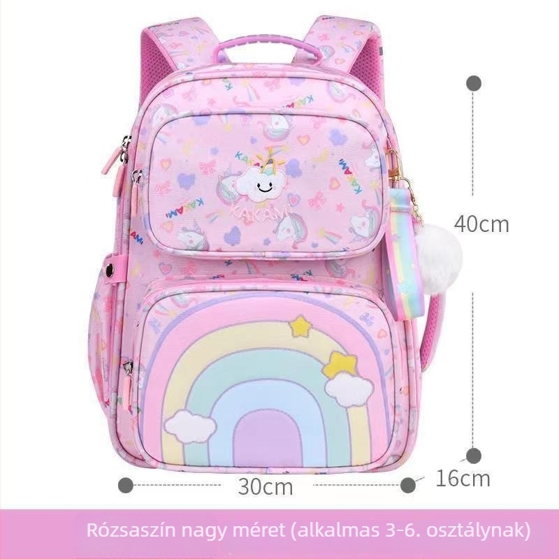 Gyerekeknek készült Rainbow hátizsák gerinctorontó háttámlával, Oxford anyagból, vízálló, görbült vállpántok, nylon bélés, 3-4. osztály