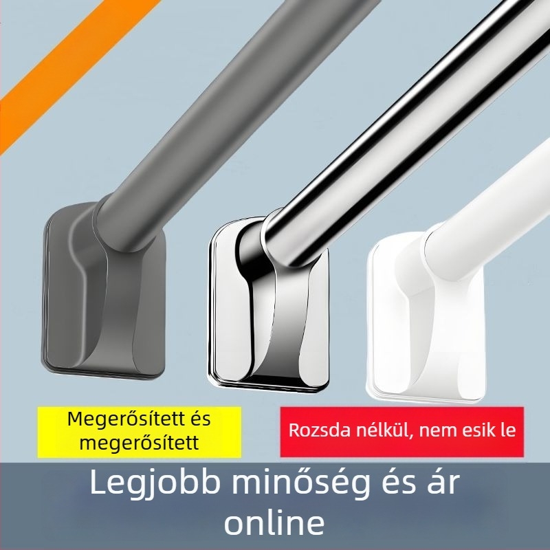 Rozsdamentes acélból készült teleszkópos ruhaszárító rúd fúrás nélkül, hosszú és vastag, fehér, függönyrúd, zuhanyfüggöny rúd és erkélyre