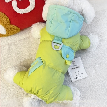 Téli tollkabát kis testű kutyáknak, Teddy és Bichon Frisé fajták számára, pórához illeszkedő négy lábú ruházat