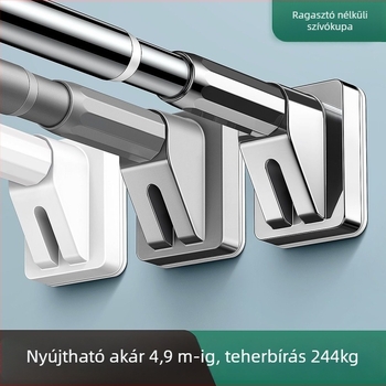 Rozsdamentes acélból készült, fúrás nélküli teleszkópos ruhaszárító rúd és függönyrúd, fürdőszobába