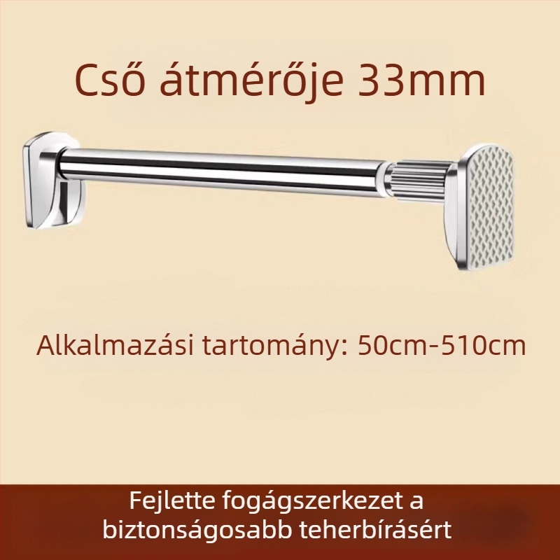 Rozsdamentes acélból készült, fúrás nélküli teleszkópos ruhaszárító rúd és függönyrúd, fürdőszobába