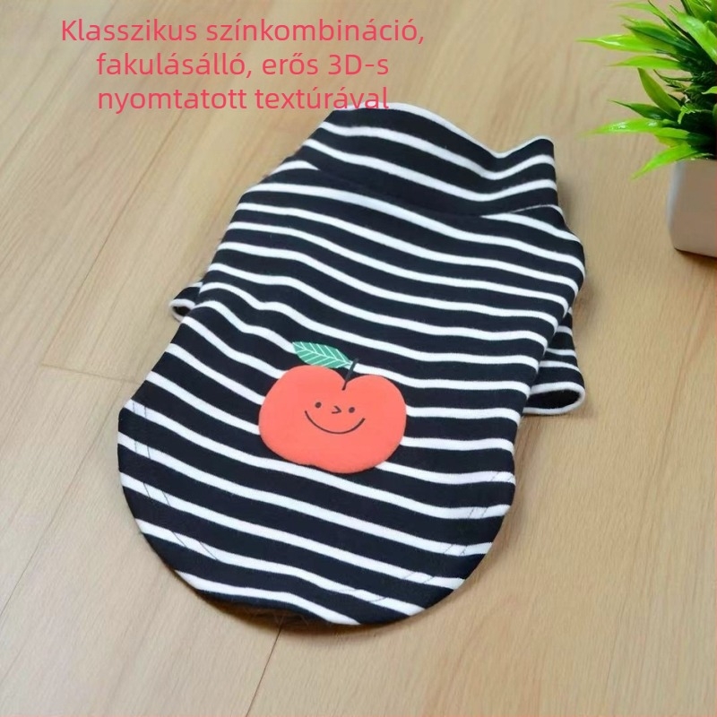100% pamutból készült kutyapóló őszi-téli szezonra, magas galléval, puha és meleg, csíkos dizájn, klasszikus és sokoldalú