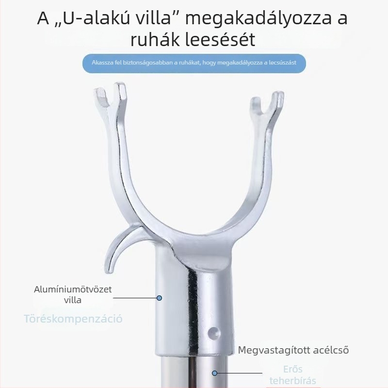 Rozsdamentes acél ruhaszárító rúd hosszított hosszúsággal, otthoni használatra, ruhafogas-rúd és kollégiumi szárítóállvány