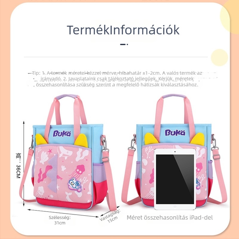 Általános iskolás diákok számára keresztpántos táska – nylon, állatmintás, modell 2067B, bélés poliészter, aranyos stílus