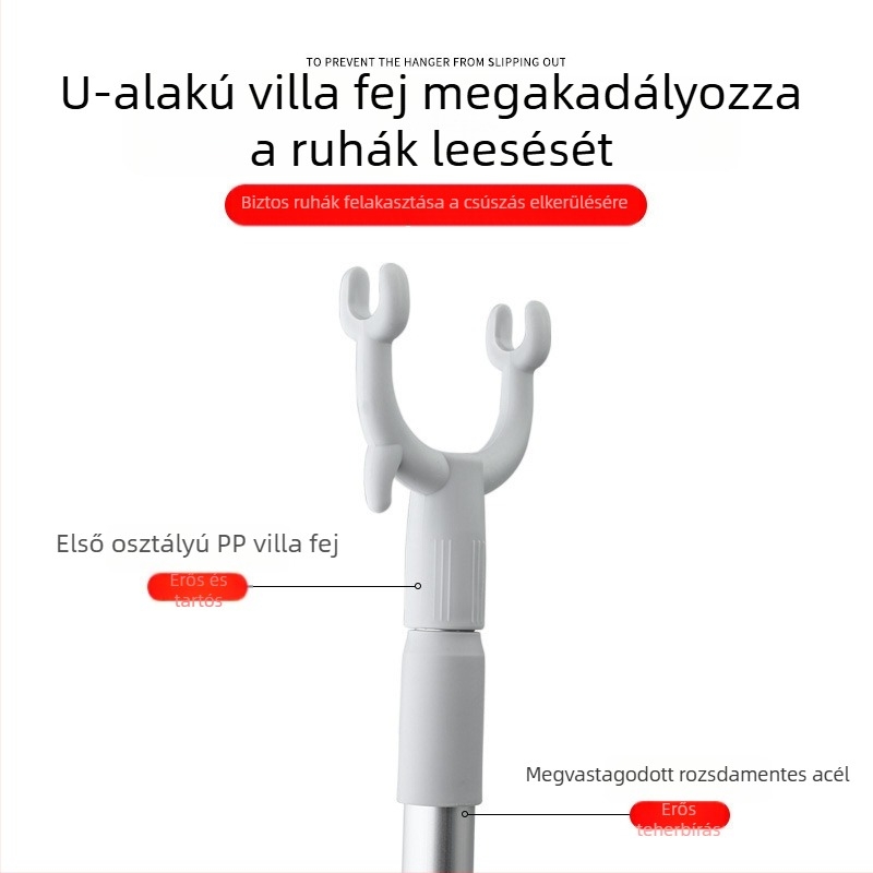 Összehajtható ruhaszárító rúd PP és rozsdamentes acélból, erkélyre