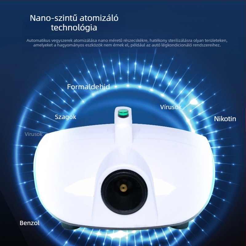 Autó belső tér tisztító és sterilizáló készülék, dezodorizálás és nano permetezés – WF0023, 900W, 220V, negatív ion-koncentráció 350, aktív oxigén 300
