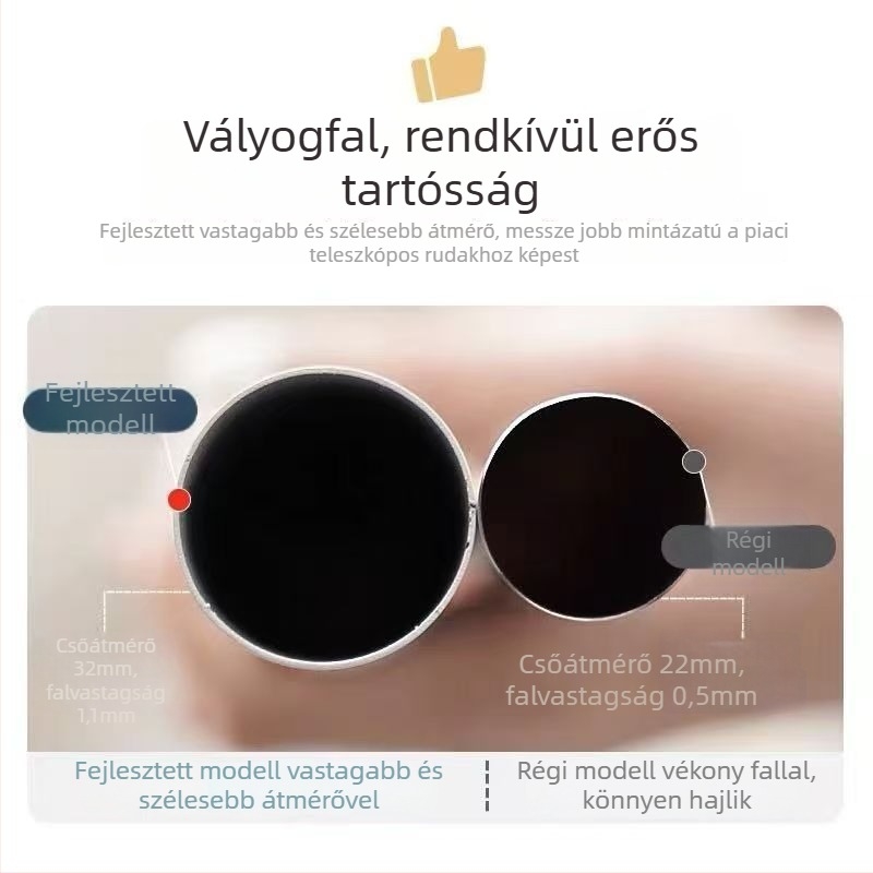 Fúrás nélküli telepítésű teleszkópos függönyrúdszett – rozsdamentes acél, vastabb és hosszabb, modern minimalista stílus
