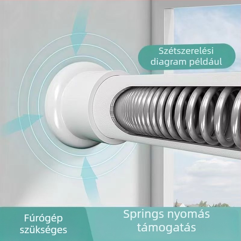 Fúrás nélküli telepítésű teleszkópos függönyrúdszett – rozsdamentes acél, vastabb és hosszabb, modern minimalista stílus