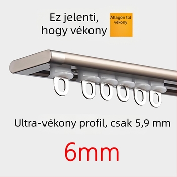 Ultra vékony ablakfüggöny sín – alumíniumötvözet, felső rögzítés, hangtalan csúszó sín horog-típusú, testre szabható