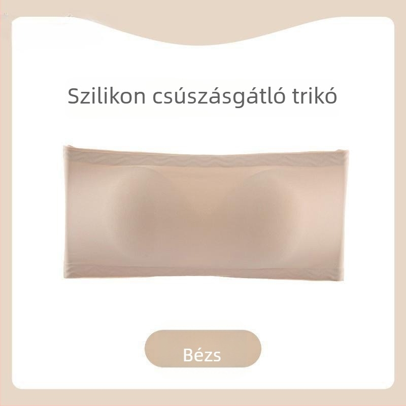 Női váll nélküli Bandeau melltartó, push-up, csúszásmentes, légáteresztő wrap felső, láthatatlan hát
