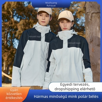 Uniszex kültéri kabát: vízálló, szélálló kapucnival, fleece béléses, levehető 3-in-1 rendszer