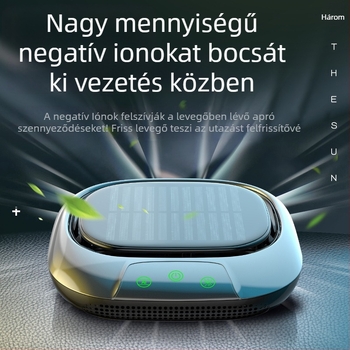 Napelemes autó belső levegőtisztító negatív ionokkal – formaldehid, köd és szagok eltávolítása
