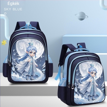 Nezha gyermekek iskolai hátizsák fiúknak, Oxford anyagból, lélegző, vízálló és ultra könnyű, mintás cartoon anime, görbült vállpántokkal, 1-2. osztályos diákoknak